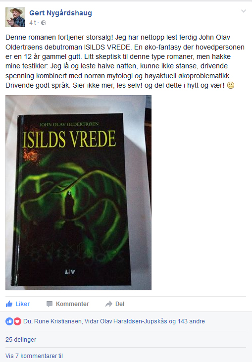 Facebook-post fra Gert Nygårdshaug!